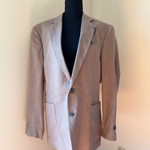 **STAFFORD* Men's Beige Long Sleeve Blazer Suit Jacket Size 42R NWT - Picture 1 of 14